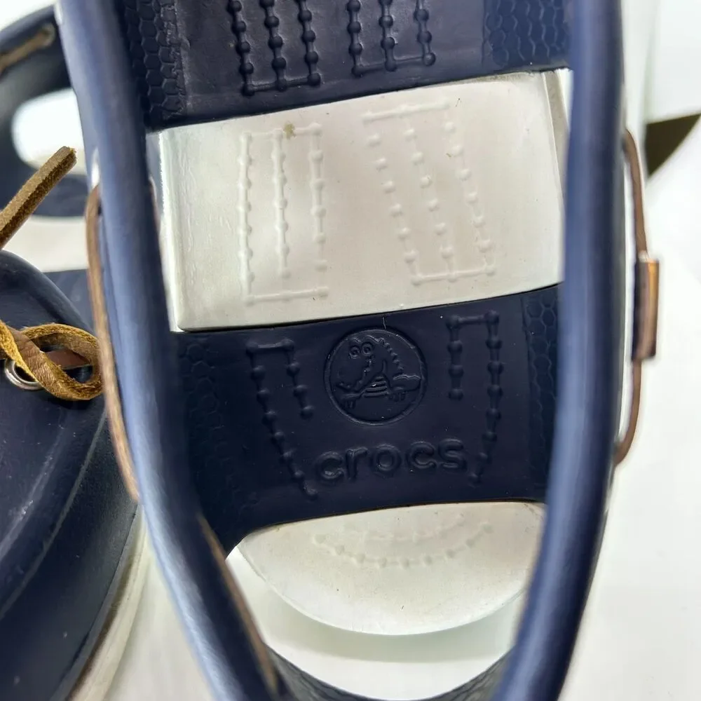Crocs Women's Navy White Beach Line Slip-On Boat Shoes Size 9 - Picture 8 of 13